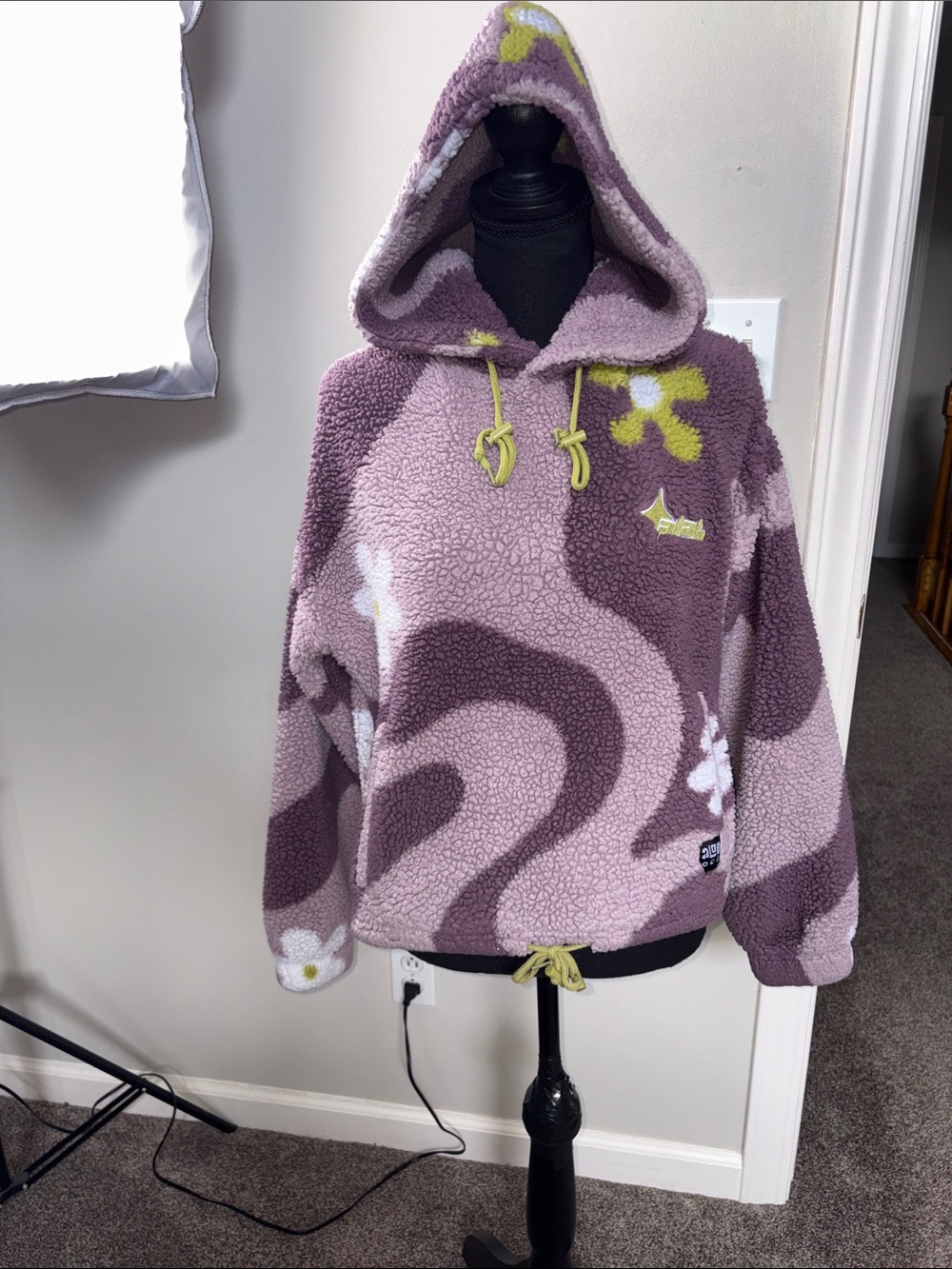 aLab Purple Psychedelic Flower Sherpa Hoodie